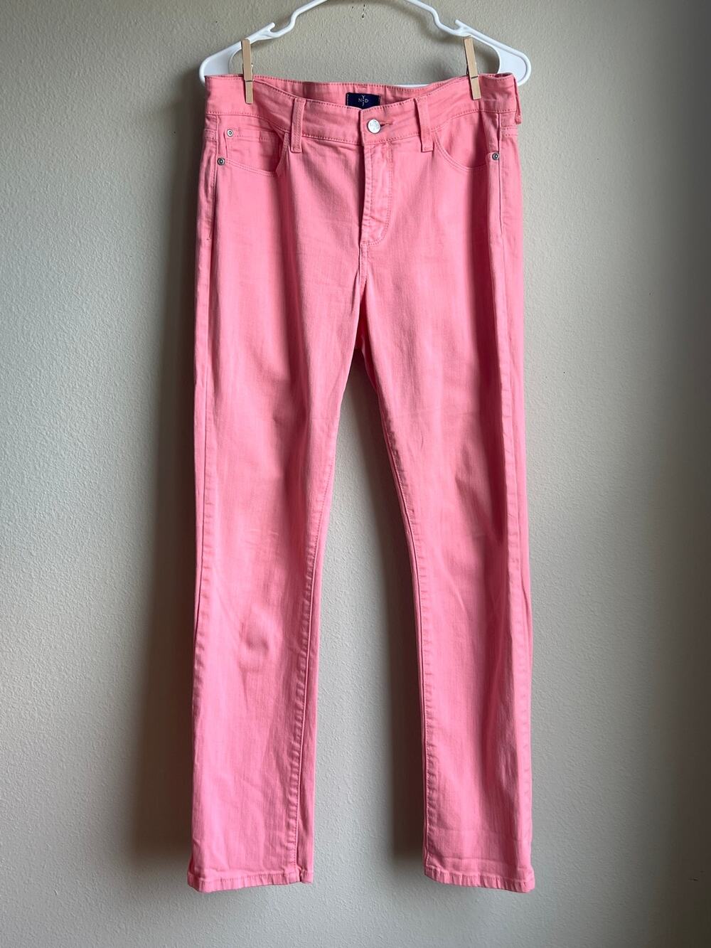 NYDJ Coral Pink Skinny Jeans Stretch Denim Size 8 Tummy Control